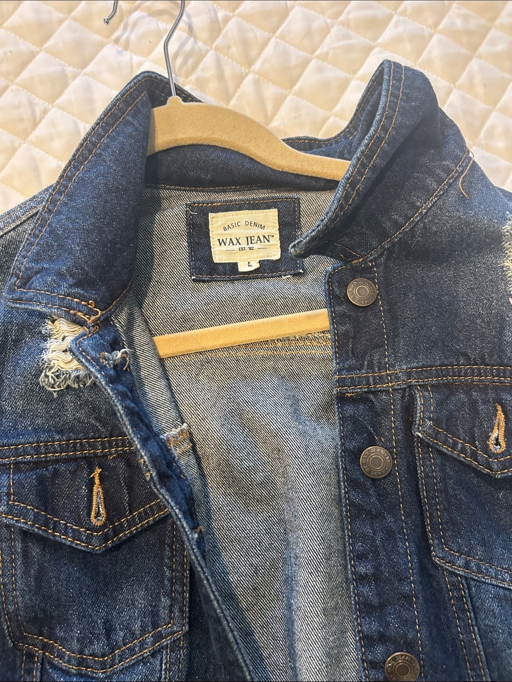 Wax Jean Dark Blue Distressed Denim Jacket